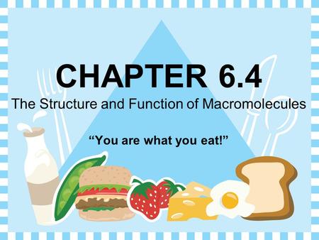 CHAPTER 6.4 The Structure and Function of Macromolecules “You are what you eat!”