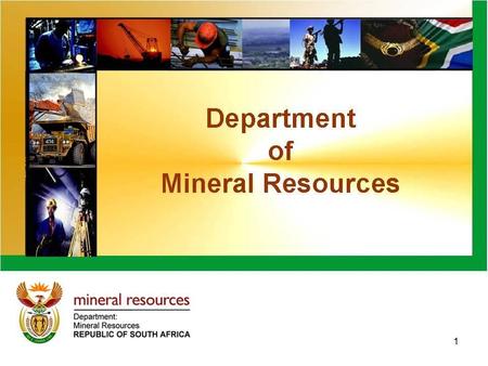 1. PRESENTATION TO SELECT COMMITTEE ON ECONOMIC DEVELOPMENT OF DMR 2010 / 11 ANNUAL REPORT 15 NOVEMBER 2011 2.