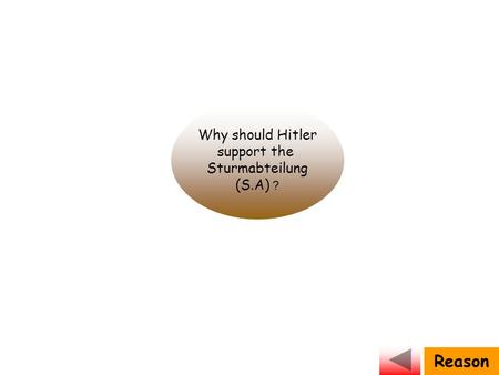 Why should Hitler support the Sturmabteilung (S.A) ? Reason.