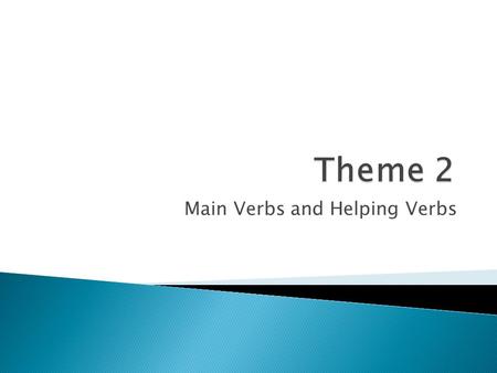 Main Verbs and Helping Verbs.  With a neighbor, see if the two of you can come up with the definition of a helping verb.  The helping verb comes before.