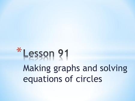 Making graphs and solving equations of circles.
