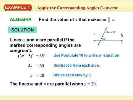 Apply the Corresponding Angles Converse