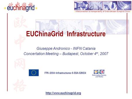 FP6−2004−Infrastructures−6-SSA-026634  EUChinaGrid Infrastructure Giuseppe Andronico - INFN Catania Concertation Meeting – Budapest,