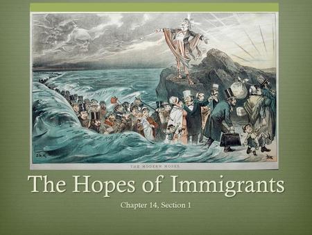 The Hopes of Immigrants Chapter 14, Section 1. Emigrants vs. Immigrants  Emigrant  A person who leaves a country  Exits  Immigrant  A person who.