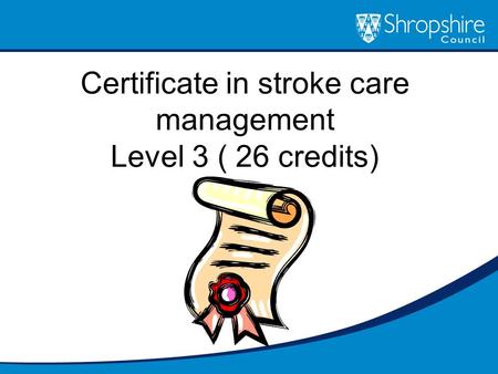 Certificate in stroke care management Level 3 ( 26 credits)