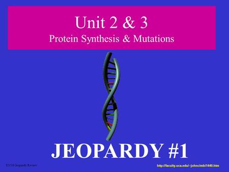 Unit 2 & 3 Protein Synthesis & Mutations JEOPARDY #1 S2C06 Jeopardy Review