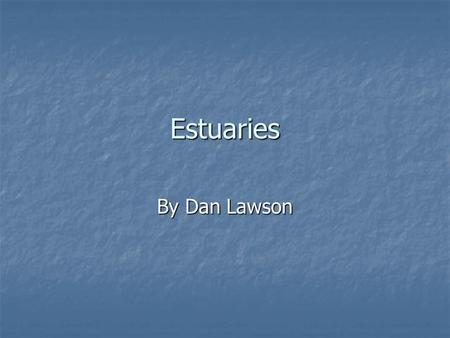 Estuaries By Dan Lawson. What is an estuary? An estuary is a coastal body of water which is openly connecting a freshwater stream with a saltwater environment.
