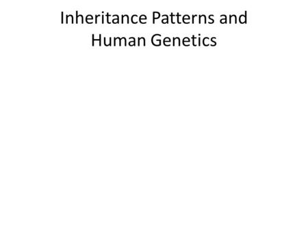 Inheritance Patterns and Human Genetics. Learning Intention Fill In Understand how the patterns of ___________ ____________can used to _________ and ___________.