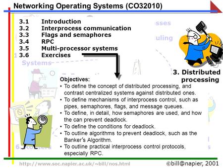 2001  Networking Operating Systems (CO32010) 1. Operating Systems 2. Processes and scheduling 4.