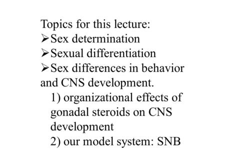Topics for this lecture: