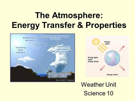 The Atmosphere: Energy Transfer & Properties Weather Unit Science 10.