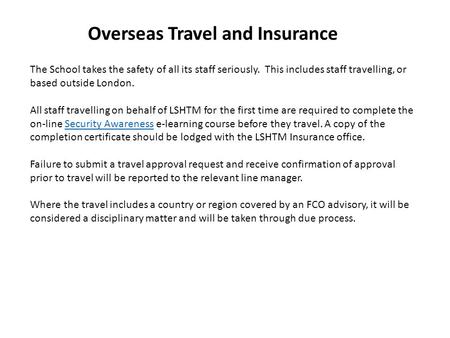 Overseas Travel and Insurance