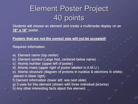 Element Poster Project 40 points
