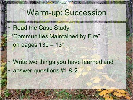 Warm-up: Succession Read the Case Study,