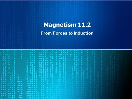 Magnetism 11.2 From Forces to Induction. Occurrences Today – A Military Application of Magnetism – Introduction to Inductors – Begin next unit Friday.