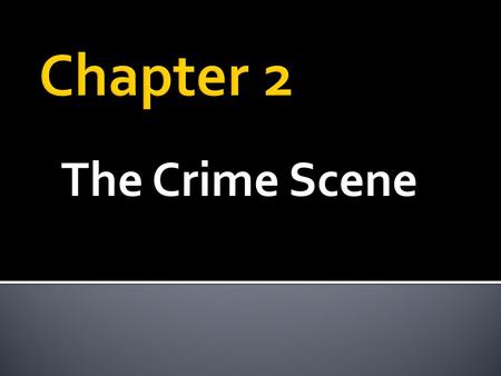 The Crime Scene.  The location & surrounding areas where a crime has been committed.