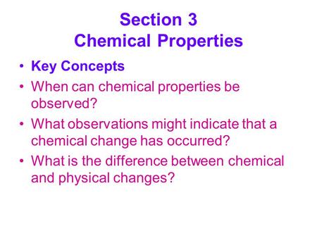 Section 3 Chemical Properties