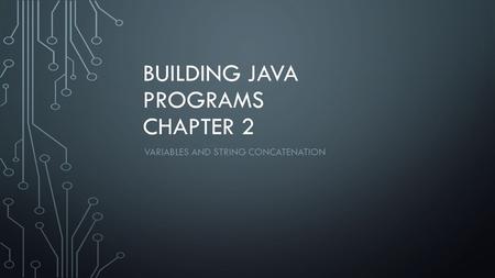 BUILDING JAVA PROGRAMS CHAPTER 2 VARIABLES AND STRING CONCATENATION.