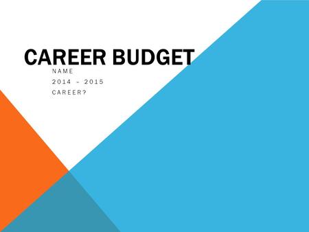 CAREER BUDGET NAME 2014 – 2015 CAREER?. CAREER Career Qualifications: Entry Level Pay: Education Loan Payment: Location: Employer: Insert Career Image.