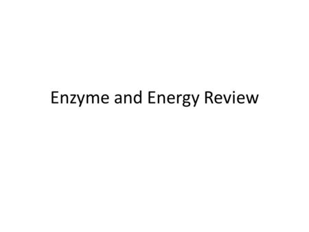Enzyme and Energy Review. Enzyme Enzymes are catalytic molecules. That is, they speed up specific reactions without being used up in the reaction. Enzymes.
