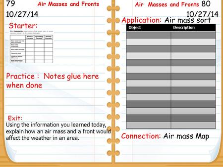 Application: Air mass sort