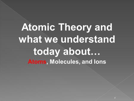 Unit 2 - Lecture 1: Structure of the Atom