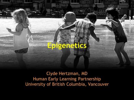 Epigenetics Clyde Hertzman, MD Human Early Learning Partnership University of British Columbia, Vancouver.