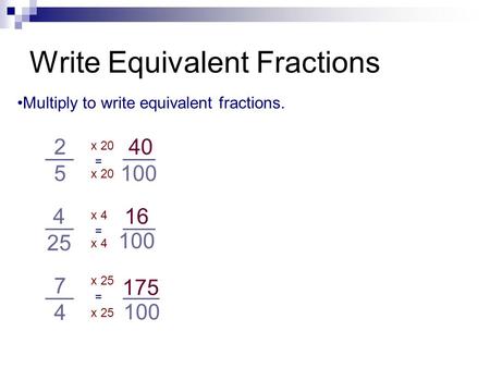 Write Equivalent Fractions