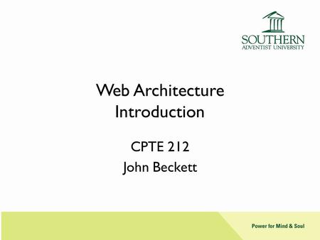 Web Architecture Introduction