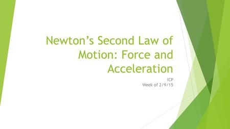 Newton’s Second Law of Motion: Force and Acceleration