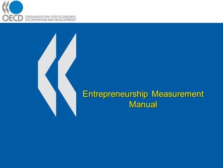 Entrepreneurship Measurement Manual. Introduction / Background A Framework for Understanding Entrepreneurship Sources of data for Entrepreneurship Indicators.