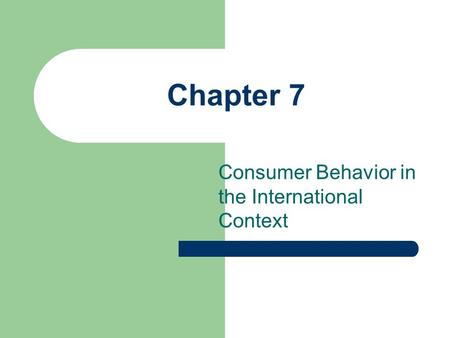 Consumer Behavior in the International Context