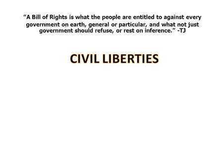 “A Bill of Rights is what the people are entitled to against every government on earth, general or particular, and what not just government should refuse,