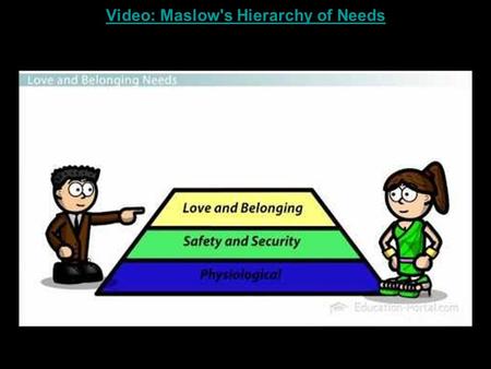 Video: Maslow's Hierarchy of Needs. Psychology – Unit 6– Motivation & Emotion: Hunger Hunger is physiological, social & psychological.