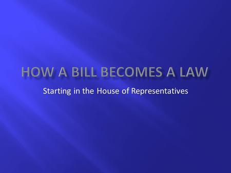 Starting in the House of Representatives.  It first is written, but it can only be introduced by a member of Congress.