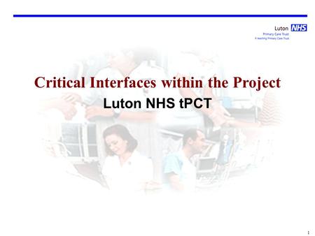 1 Critical Interfaces within the Project Luton NHS tPCT.