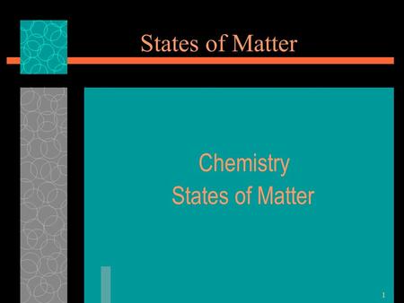 1 States of Matter Chemistry States of Matter. 2 The Four States of Matter Four States  Solid  Liquid  Gas  Plasma.