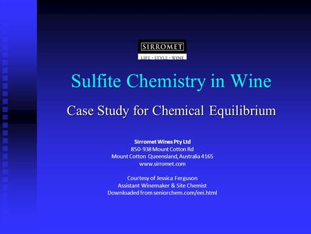 Sulfite Chemistry in Wine