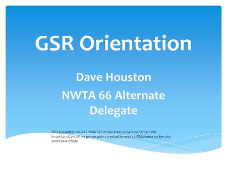 Dave Houston NWTA 66 Alternate Delegate