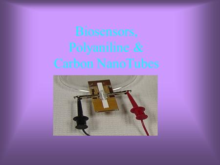 Biosensors, Polyaniline & Carbon NanoTubes. A Biosensor will be used for detecting bacteria & viruses within only a few minutes.
