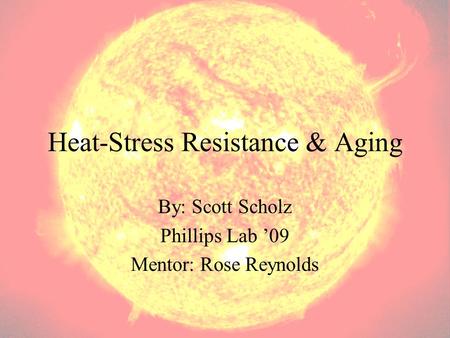 Heat-Stress Resistance & Aging