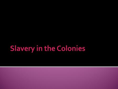  Lesson Title: What is Slavery?  Objective:  I will know (knowledge): How slavery came to the American colonies and what it looked like for all the.