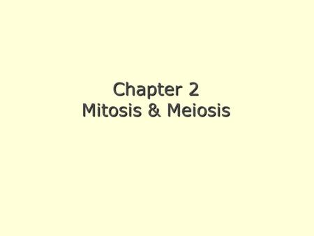 Chapter 2 Mitosis & Meiosis