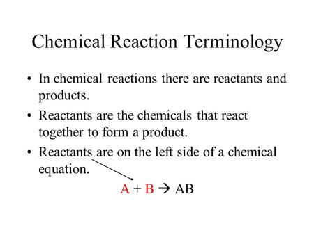 Chemical Reaction Terminology