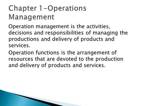 Chapter 1-Operations Management