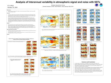 Motivation Quantify the impact of interannual SST variability on the mean and the spread of Probability Density Function (PDF) of seasonal atmospheric.