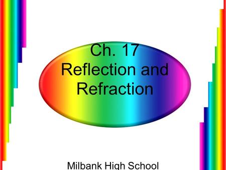 Ch. 17 Reflection and Refraction Milbank High School.