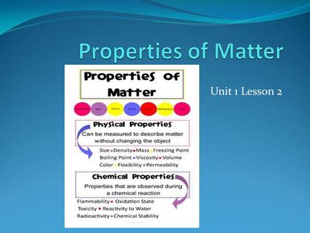 Properties of Matter Unit 1 Lesson 2.