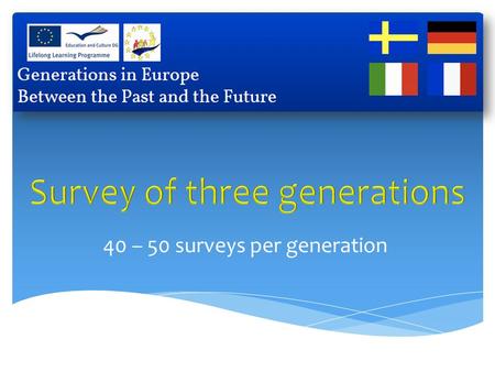 40 – 50 surveys per generation. 1. We ate more healthly when we were young.