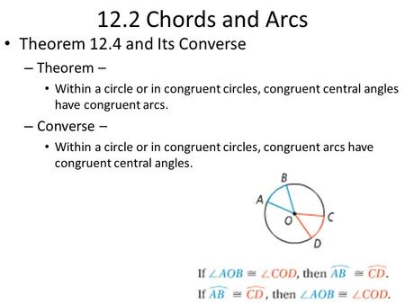 12.2 Chords and Arcs Theorem 12.4 and Its Converse Theorem –